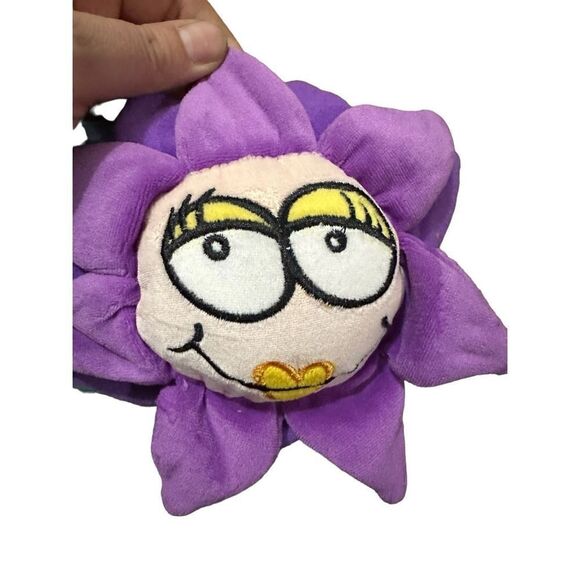 Vintage Dan Dee Dandee Plush Basket Flower with Smiley Face Blue Purple New - Picture 4 of 12